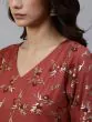 Rust Gold Floral Printed Kurta With Palazzo Set