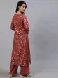 Rust Gold Floral Printed Kurta With Palazzo Set