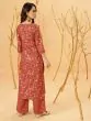 Rust Gold Floral Printed Kurta With Palazzo Set