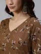 Brown Gold Floral Printed Kurta With Palazzo Set