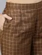 Brown Gold Floral Printed Kurta With Palazzo Set