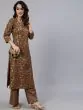 Brown Gold Floral Printed Kurta With Palazzo Set