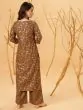 Brown Gold Floral Printed Kurta With Palazzo Set