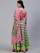 Pink & Green Gold Leheriya Printed Layered Lehenga Choli With Dupatta Set