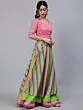 Pink & Green Gold Leheriya Printed Layered Lehenga Choli With Dupatta Set