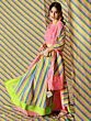 Pink & Green Gold Leheriya Printed Layered Lehenga Choli With Dupatta Set
