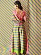 Pink & Green Gold Leheriya Printed Layered Lehenga Choli With Dupatta Set