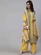Green & Yellow Printed Straight Kurta & Palazzo With Dupatta Set