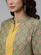 Green & Yellow Printed Straight Kurta & Palazzo With Dupatta Set