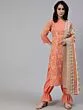 Peach & Yellow Floral Printed Straight Kurta & Balloo Pant With Dupatta Set
