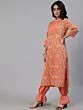 Peach & Yellow Floral Printed Straight Kurta & Balloo Pant With Dupatta Set