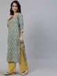 Light Green & Yellow Printed Straight Kurta & Palazzo With Dupatta Set