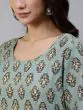 Light Green & Yellow Printed Straight Kurta & Palazzo With Dupatta Set