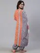 Orange & Grey Printed Straight Kurta & Balloon Palazzo With Dupatta Set