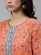 Orange & Grey Printed Straight Kurta & Balloon Palazzo With Dupatta Set