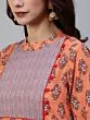 Orange & Grey Printed Straight Kurta & Palazzo With Dupatta Set