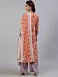 Orange & Grey Printed Straight Kurta & Palazzo With Dupatta Set