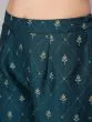 Teal Blue Gold Placement Printed Straight Kurta With Palazzo Set