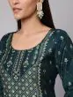 Teal Blue Gold Placement Printed Straight Kurta With Palazzo Set