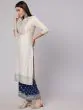 Cream & Blue Gold Placement Printed Straight Kurta With Palazzo Set