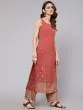 Rust Red Placement Printed Straight Kurta With Palazzo Set