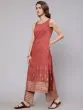Rust Red Placement Printed Straight Kurta With Palazzo Set