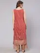 Rust Red Placement Printed Straight Kurta With Palazzo Set