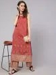 Rust Red Placement Printed Straight Kurta With Palazzo Set