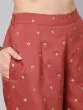 Rust Red Placement Printed Straight Kurta With Palazzo Set