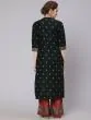 Dark Green & Rust Placement Printed Straight Kurta With Palazzo Set