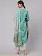 Green & White Printed Kurta & Palazzo With Dupatta Set