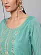 Green & White Printed Kurta & Palazzo With Dupatta Set