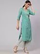 Green & White Printed Kurta & Palazzo With Dupatta Set
