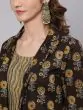Olive & Grey Printed Kurta & Pant With Jacket Set