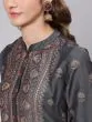 Grey & Pink Placement Printed Kurta With Pant Set