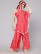 Red Bandhani Printed Asymmetrical Kurta With Palazzo Set