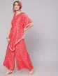Red Bandhani Printed Asymmetrical Kurta With Palazzo Set