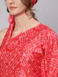 Red Bandhani Printed Asymmetrical Kurta With Palazzo Set