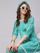 Green & White Bandhani Printed Straight Kurta With Chudidar Pant Set