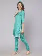 Green & White Bandhani Printed Straight Kurta With Chudidar Pant Set