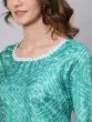 Green & White Bandhani Printed Straight Kurta With Chudidar Pant Set