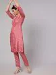 Pink Floral Printed Straight Kurta With Pant Set