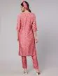 Pink Floral Printed Straight Kurta With Pant Set