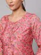 Pink Floral Printed Straight Kurta With Pant Set