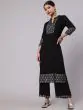 Black Sliver Printed Straight Kurta With Palazzo Set