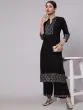 Black Sliver Printed Straight Kurta With Palazzo Set