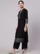 Black Sliver Printed Straight Kurta With Palazzo Set