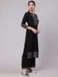 Black Sliver Printed Straight Kurta With Palazzo Set