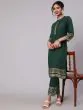 Green Gold Printed Straight Kurta With Pant Set