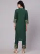Green Gold Printed Straight Kurta With Pant Set